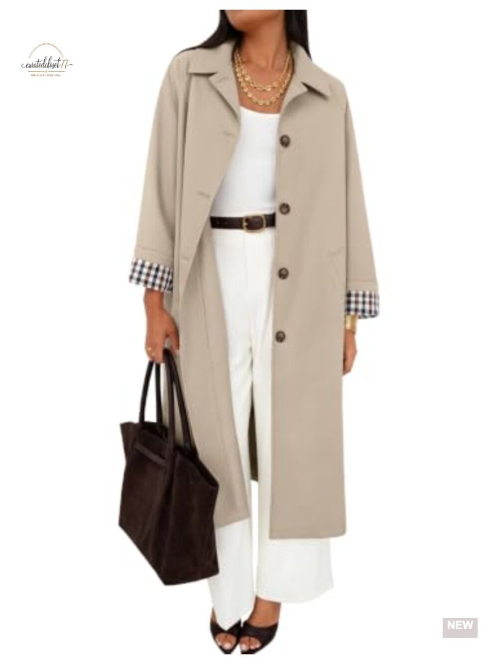 Oversized Single Breasted Trench Coat Lapel Windproof Fall